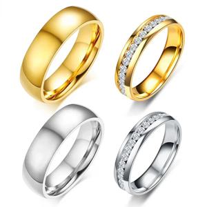 골드 실버 컬러 웨딩 밴드 반지, 여성 남성 주얼리 스테인레스 스틸 약혼 반지 커플 기념일 선물 놀라운 가격