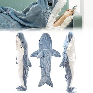 상어 착용 담요, 키구루미 상어 잠옷, 동물 놀이복, 후드, 따뜻한 상어 침낭