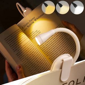 충전식 독서등, 침대 LED 책 야간 램프, 3 색 무단 밝기 클립 독서 램프