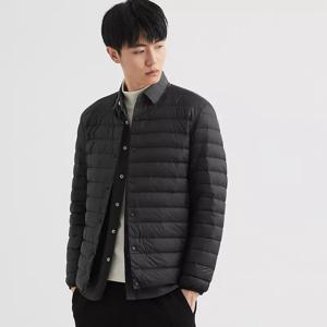 남성용 울트라 라이트 다운 재킷, 90% 화이트 덕 다운 재킷 따뜻한 라이너 방풍 라운드 넥 경량 버튼 중간 레이어 재킷