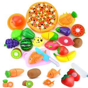 가상 놀이 플라스틱 음식 장난감 절단 과일 야채 시뮬레이션 미니어처 음식 1 세트, 소녀용 역할 놀이 장난감