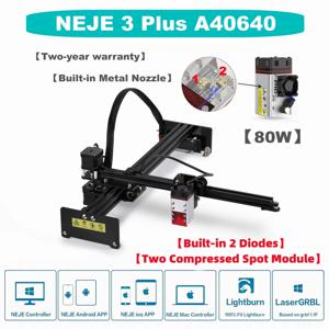 NEJE-3 플러스 A40640 80W CNC 레이저 조각기, 나무 마크 프린터 금속 조각 도구 블루투스 App 제어 라이트번