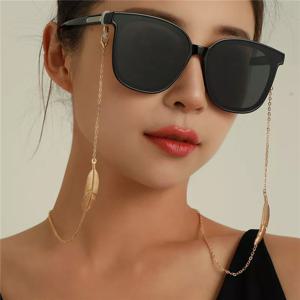 여성용 패션 마스킹 체인, 선글라스 안경 코드 홀더 골드 컬러 리프 안경 끈 목걸이 스트랩 로프 2021
