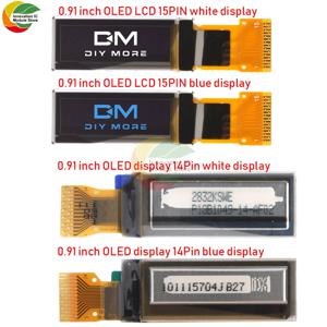 아두이노용 OLED LCD 모듈, 0.91 인치 OLED LCD 스크린, DC 3.3V 해상도, 128x32 드라이버 칩, IIC SPI 인터페이스, 14 핀, 15 핀