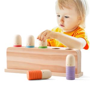 고품질 소나무 나무 바운싱 몬테소리 나무 장난감 어린이용, 색상 인식 강도 훈련, 아기 블록