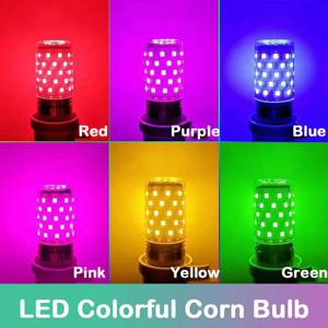 LED 다채로운 옥수수 전구, E27 전구, 12W 핑크, 레드, 블루, 그린, 퍼플, 골든 7 색 램프, AC 220V 전구 샹들리에 장식