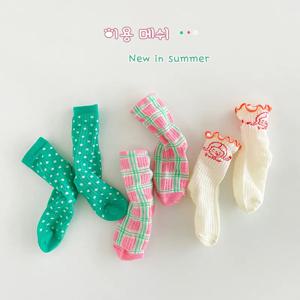 2014 여름 어린이 메쉬 양말, 여아 종아리 길이, 물방울 무늬 양말, 가방당 3 쌍