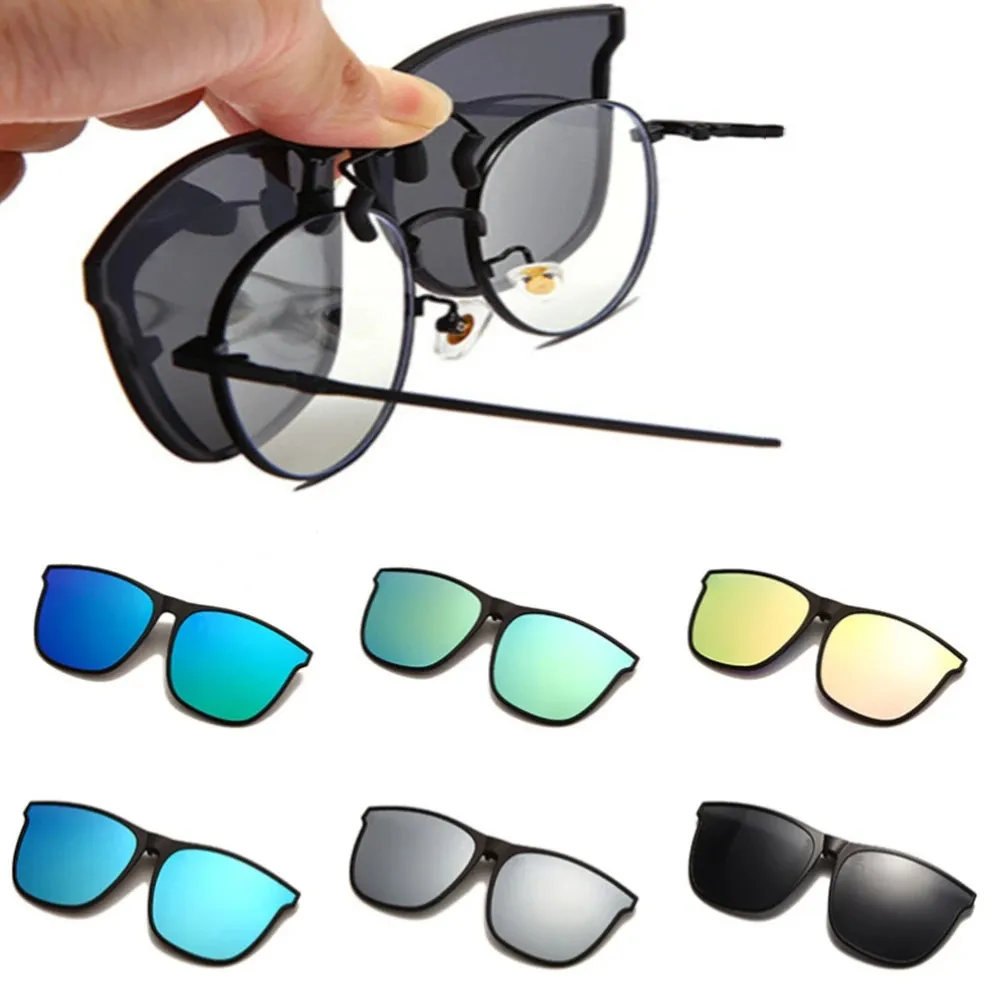 남녀공용 클립온 편광 선글라스, 색상 변경 선글라스, 광색성 빈티지 클립 안경, 야간 투시경, 운전 고글