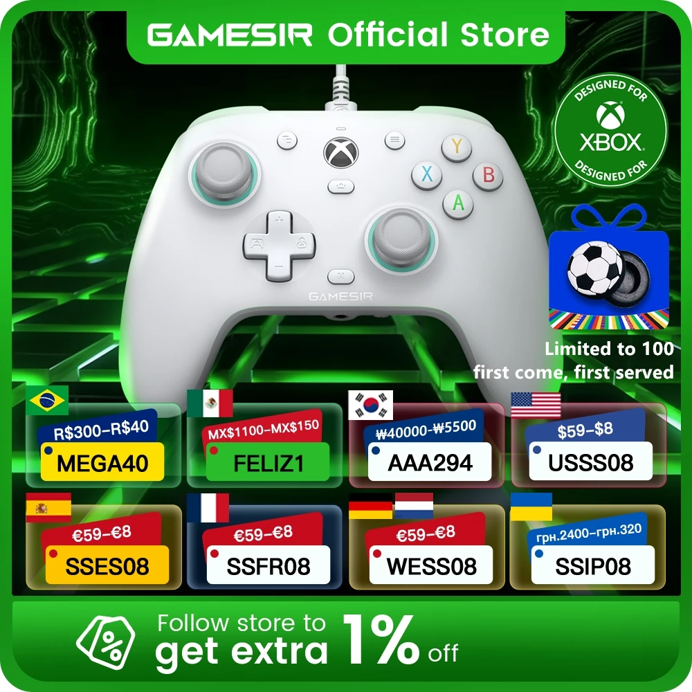 GameSir Xbox 유선 게임패드 게임 컨트롤러, Xbox 시리즈 X, Xbox 시리즈 S, Xbox One, 홀 이펙트 PC 조이스틱, G7 SE