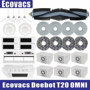 Ecovacs Deebot 메인 사이드 브러시 걸레 천, HEPA 필터 먼지 봉투 교체 예비 부품, T20 옴니 T20e 액세서리