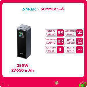 Anker Prime 휴대용 보조배터리 대용량 충전기, 예비 배터리, 27650mAh, 3 포트, 250W, 99.54Wh, 보조배터리