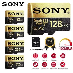 오리지널 소니 마이크로 SD 카드 메모리 TF/SD 카드, 128GB, 256GB, 512GB, 미니 메모리 카드, 클래스 10, 카메라, 휴대폰 2024, 1TB, 신제품