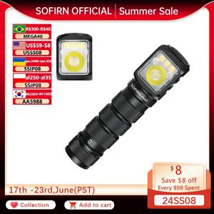 SOFIRN 캠핑용 마그네틱 LED 토치, HS42 헤드램프, 2100lm 18650 EDC USB C 충전식, 보조배터리 손전등, SST40