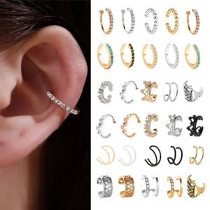 여성을 위한 한국어 크리스탈 클립 귀걸이 구멍이없는 지르콘 귀걸이 쥬얼리, 가짜 귀걸이, 단일 귀 뼈 클립 귀걸이 Kolczyki