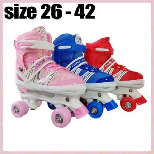 어린이 롤러 스케이트 신발, 조정 가능한 쿼드 스니커즈, PU 깜박이, 4 바퀴, 남아 여아, 어린이, Patines, 2 열 라인 슬라이딩