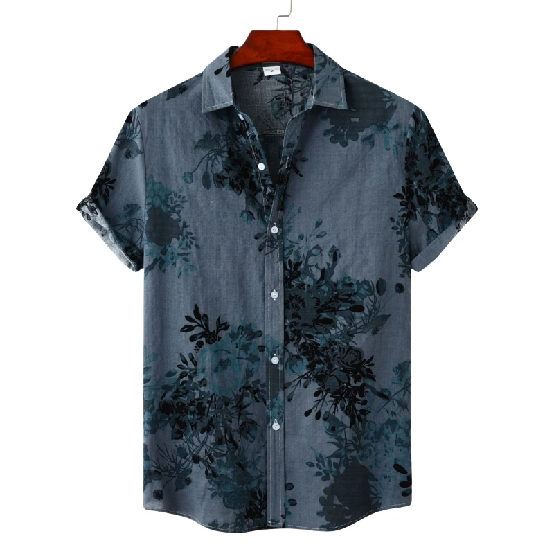 럭셔리 남성 셔츠 키트 반팔 셔츠, 패션 티키 의류 블라우스, 소셜 티셔츠, 하와이 코튼 폴로, 무료 배송
