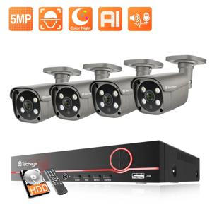 Techage 야외 방수 감시 카메라 세트, HD 5MP IP 카메라 세트, H.265 CCTV 시스템, 8CH POE NVR 키트, P2P 비디오 오디오 레코더