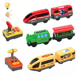 나무 RC 기차 철도 액세서리 원격 제어 전기 기차 마그네틱 레일 자동차 모든 브랜드에 적합, 어린이를 위한 기차 트랙 장난감