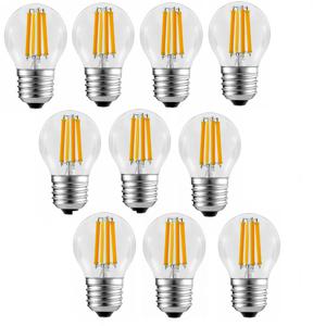 G45 LED 유리 전구, 4W, 6W, 12W, E27, E14 클리어 LED 램프, 220V, 웜, 콜드 화이트 필라멘트 글로브 볼 라이트, 에너지 절약 전구, 10 개