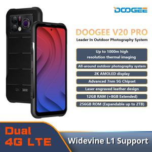 DOOGEE V20 Pro 5G 견고한 휴대폰, 고해상도 열화상 카메라, 12GB + 256GB, 6.43 인치 2K AMOLED 디스플레이, 1000m