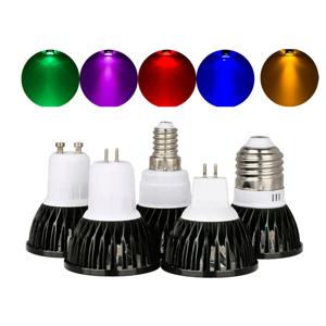 조광 가능한 다채로운 LED 스포트라이트 전구, 레드 옐로우 블루 그린 퍼플 램프, GU10 MR16 E27 E14 B22 15W 12W 9W 110V 220V DC 12V