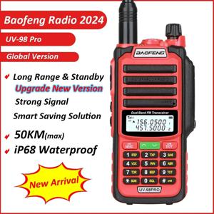 Baofeng 2024 UV-98 프로 워키토키, 장거리 50km IP68 방수 듀얼 밴드 FM 라디오, HAM cb무전기 Comumicador 무선 세트