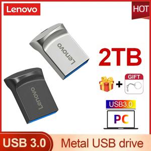 레노버 정품 USB 플래시 드라이브, 3.0 금속 고속 펜드라이브, 실제 용량 메모리, 휴대용 방수 U 스틱, PC용, 2TB