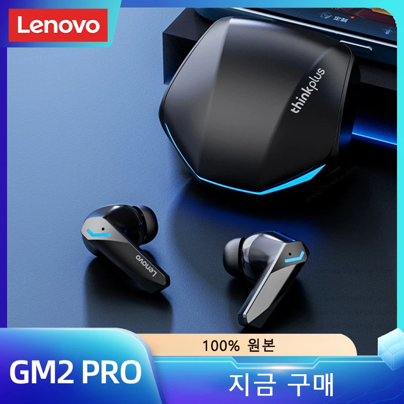 레노버 GM2 프로 무선 저지연 이어폰, 게이밍 헤드셋, HD 듀얼 통화 모드, 블루투스 5.3 헤드폰, 마이크 내장