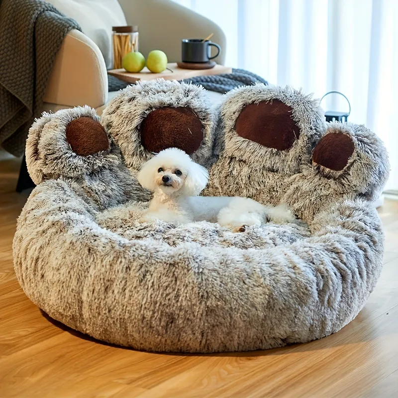 강아지 침대 고양이 애완 동물 소파, 귀여운 곰 발 모양, 편안하고 아늑한 애완 동물 수면 침대, 소형 중형 대형 소프트 푹신한 쿠션 개 침대