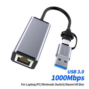 노트북용 USB 이더넷 어댑터, 샤오미 Mi Box PC 인터넷 USB LAN, USB 3.0, 1000Mbps, USB RJ45 네트워크 카드