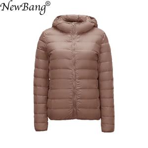 NewBang-여성용 경량 다운 재킷, 90% 울트라 라이트 덕 다운 후드 윈드브레이커 파카 플러스 코트