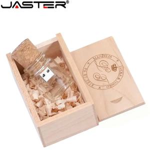 JASTER-새로운 도착 메신저 병 usb 2.0 메모리 스틱, 유리 드리프트 병 usb 플래시 드라이브 나무 코르크 pendrive 16GB 32GB 64GB