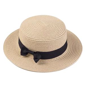여성용 여름 태양 모자, 비치 레이디 패션 플랫 브롬 나비매듭, 파나마 레이디 캐주얼 태양 모자, 밀짚 모자