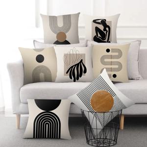 현대 미술 추상 패턴 장식 쿠션 커버, 크리에이티브 라인 소파 의자 베개 케이스, 던지기 베개 케이스, 홈 오피스 장식