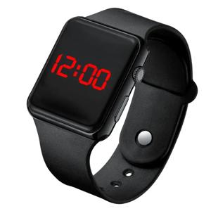 남녀공용 디지털 시계, 전자 사각형 LED 스포츠 손목시계, 패션 캐주얼 심플 실리콘 여성 시계