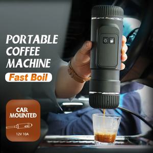 Houselin 휴대용 미니 에스프레소 머신, 자체 가열 기능이 있는 자동차 커피 메이커, NS 포드 및 그라운드 커피와 호환, 12V, 24V