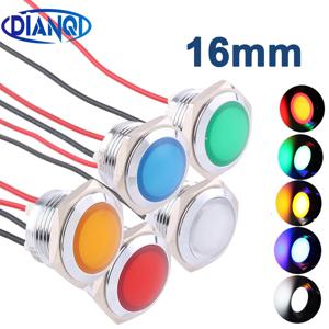 LED 금속 표시등, 방수 신호 램프, 나사 연결, 빨간색, 노란색, 파란색, 흰색, 16ZSD.QX.X, 16mm, 3V, 6V, 12V, 24V, 220V