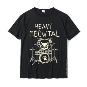 Heavy Meowtal 고양이 금속 음악 선물 아이디어, 재미있는 애완 동물 주인 티셔츠, 최신 인쇄 탑 셔츠, 소년 Geek용 코튼 티셔츠