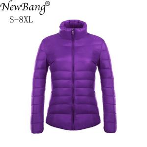 NewBang 여성용 울트라 라이트 다운 재킷, 스탠드 칼라, 휴대용 경량 코트, 경량 재킷, 6XL, 7XL, 8XL