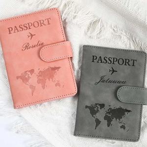 PU 가죽 여권 케이스, 커플 ID 은행 카드 이름 맞춤 여권 커버, 여행 액세서리