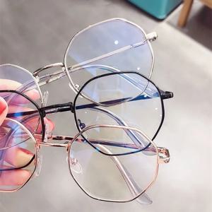안티 블루 라이트 라운드 안경, 초경량 금속 프레임, 개미 피로 여성 빈티지 눈 보호 일반 안경, 한국 패션