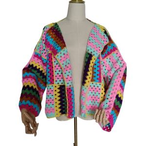 여성 컬러풀 니트 가디건, 슬림하고 코디하기 쉬운 니트 코트, 독특한 상의 스타일, 가을 패션