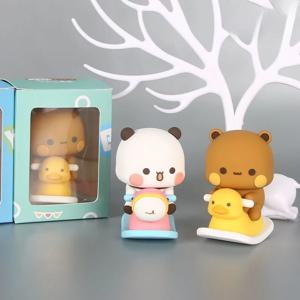 2024 부부 두두 팬더 곰 피규어 장난감, 수집용 귀여운 액션 카와이 곰 장난감 인형 장식, 홈 데록 생일 크리스마스 선물