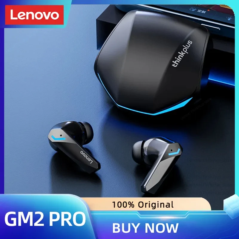 선택 레노버 GM2 프로 무선 블루투스 V5.3 이어폰, HD 통화 듀얼 모드 게이밍 헤드셋, 저지연 헤드폰, 마이크 포함