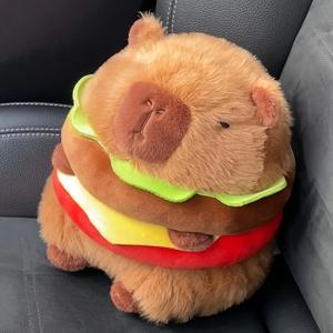 Capybara 햄버거 모양의 봉제 장난감, 최고의 명절 선물, 20cm/7.87 인치 햄버거 모양의 봉제 장난감