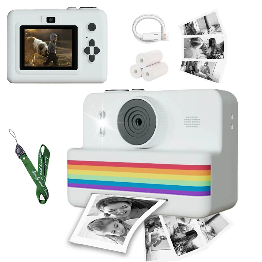 어린이용 디지털 카메라, 휴대용 열화상 즉석 인쇄, 사진 미니 프린터, 2.8 인치 HD 비디오, 장난감 선물