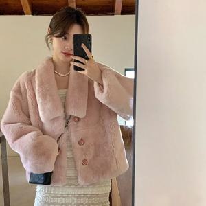 여성용 따뜻한 인조 모피 코트, 우아한 스위트 턴 다운 칼라 플러시 재킷, 한국 캐주얼 아우터, 가을 겨울 패션