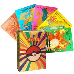 다채로운 포켓몬 카드 골드 실버 블랙 다이아몬드, 스페인어 영어 프랑스어 독일어 카드, 메탈리카 리자드 Vmax Gx 게임 카드 박스