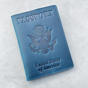 100% 진짜 가죽 여권 커버, 미국 여행 여권 파우치
