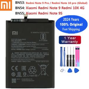 샤오미 레드미 10X 4G/노트 9 프로 5G/노트 9S/노트 10 프로용 오리지널 휴대폰 배터리, BN53 BN54 BN55, 2024 년 100%